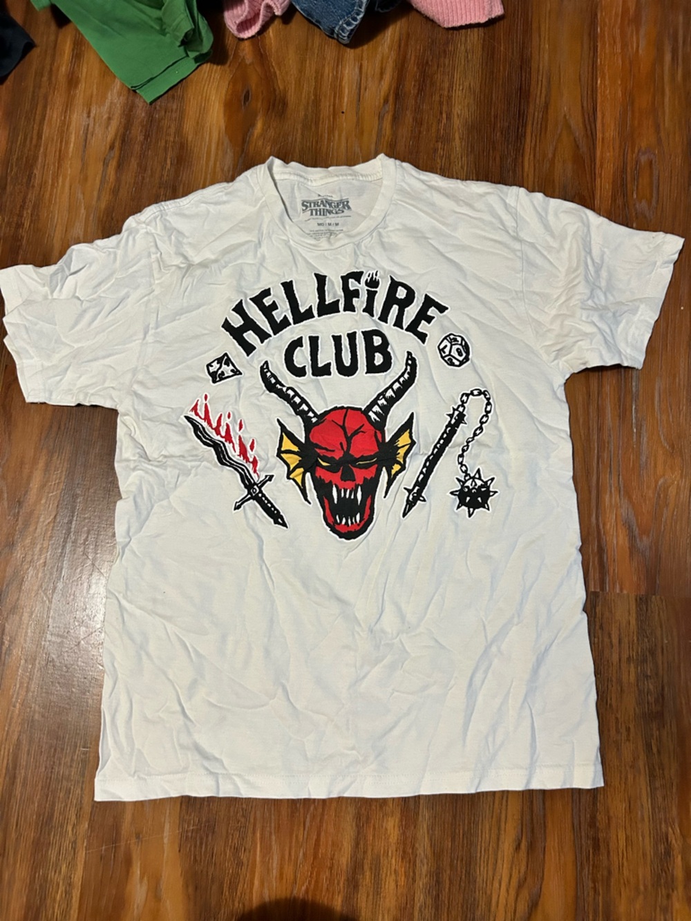 Hot Topic White "Hellfire Club" Graphic Tee with Red Devil Design
